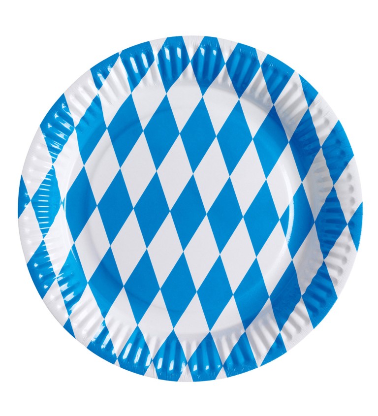 Papierové taniere Oktoberfest - modro-biele
