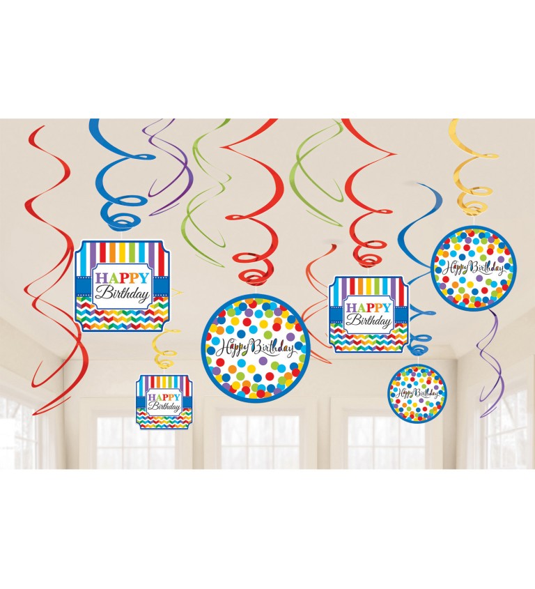 Dekoračné špirálky - Happy Birthday