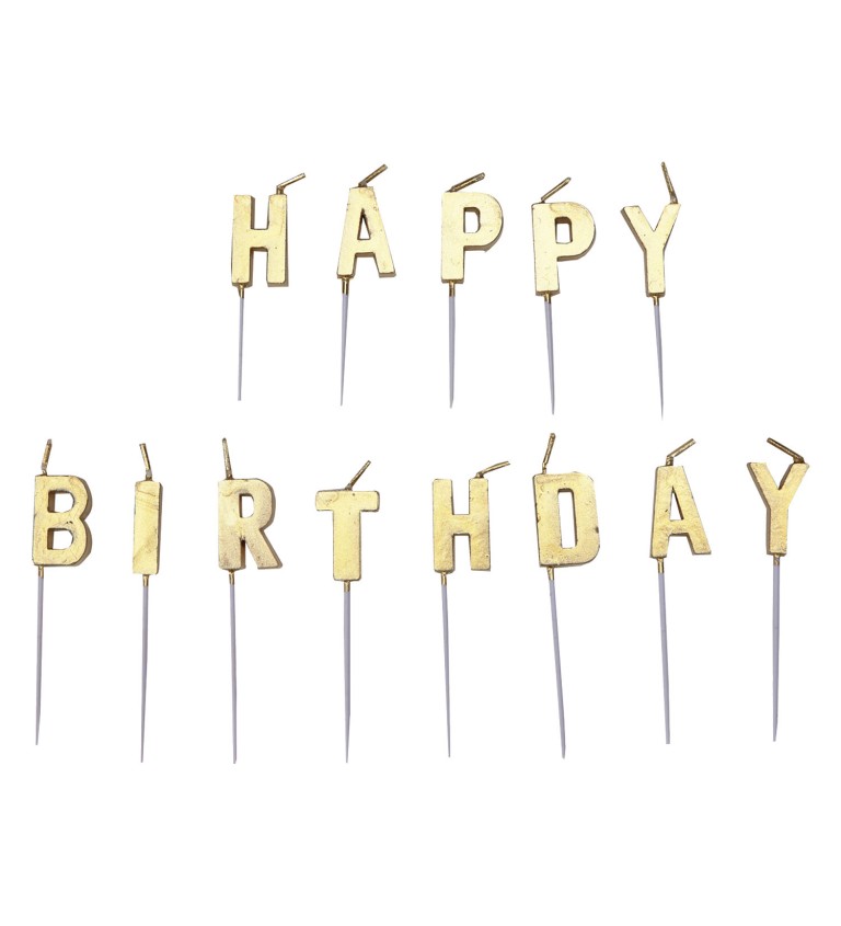 Sviečky Happy Birthday - zlaté