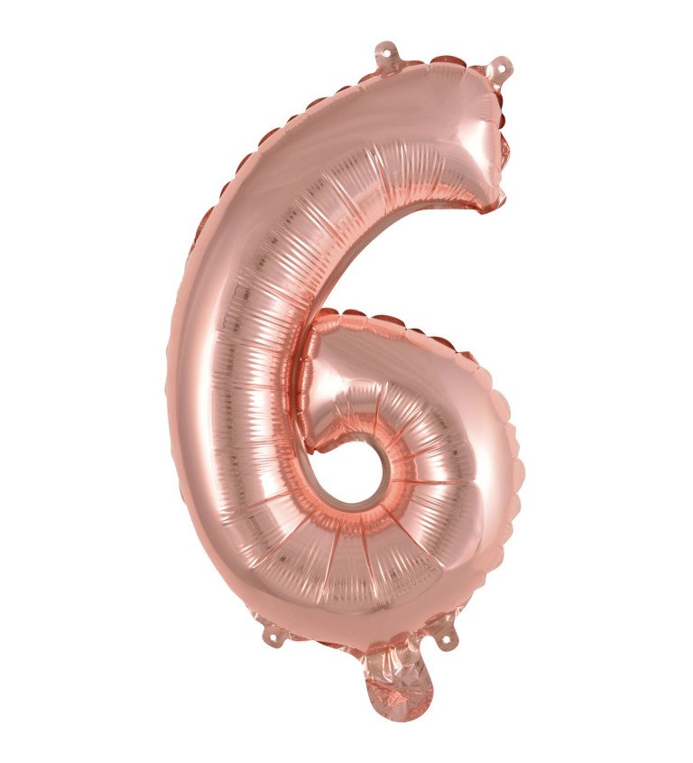 Fóliový mini balónik číslo 6 rose gold