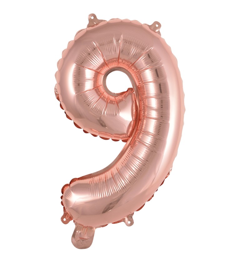 Fóliový mini balónik číslo 9 rose gold