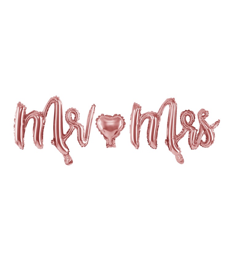 Fóliový balónik - nápis Mr Mrs ružové zlato