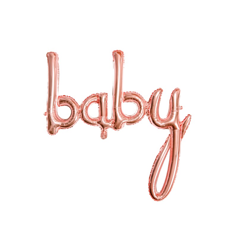 Fóliový balónik - nápis BABY ružovozlatý