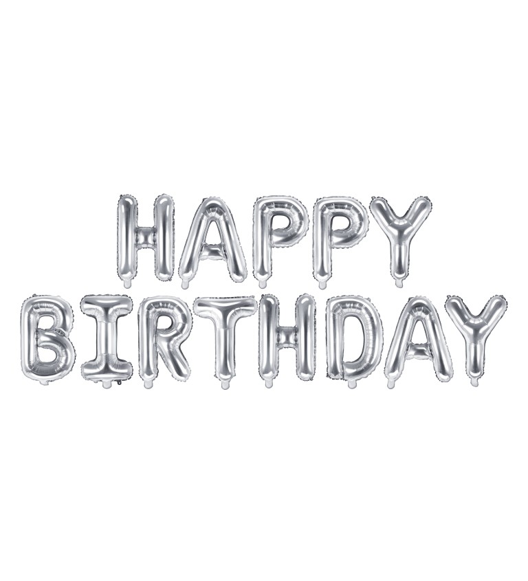 Fóliové balóniky Happy Birthday strieborné