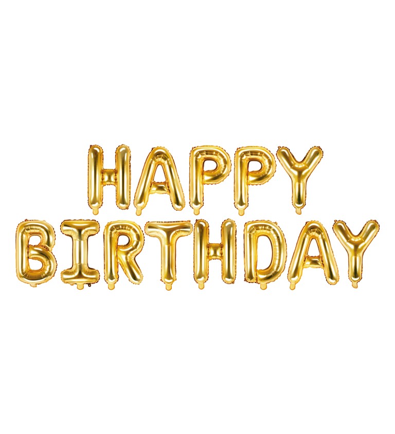 Fóliové narodenинové balóniky Happy Birthday zlatý