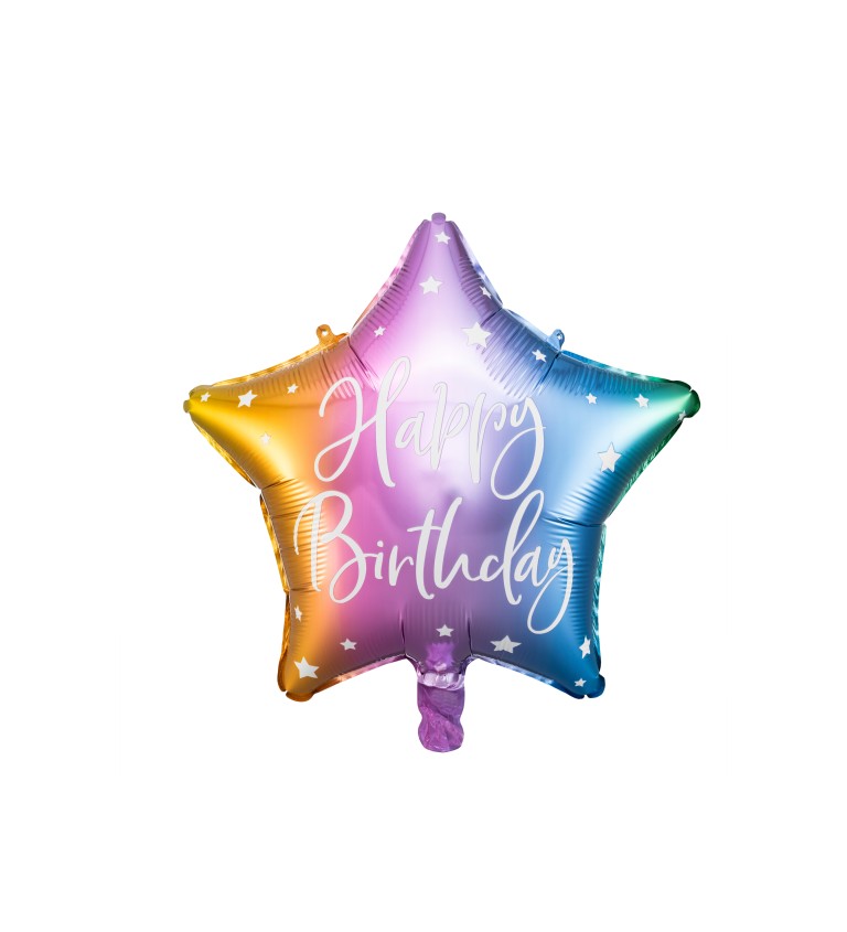 Fóliový balónik Happy Birthday-dúhová hviezda