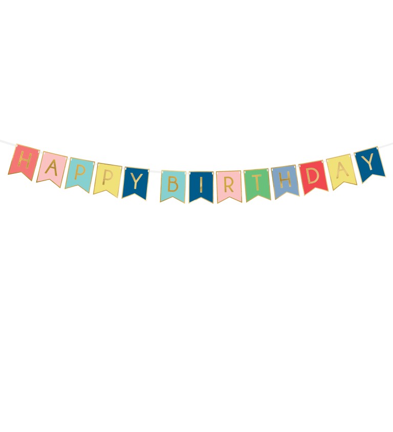 Farebná praporková girlanda Happy Birthday