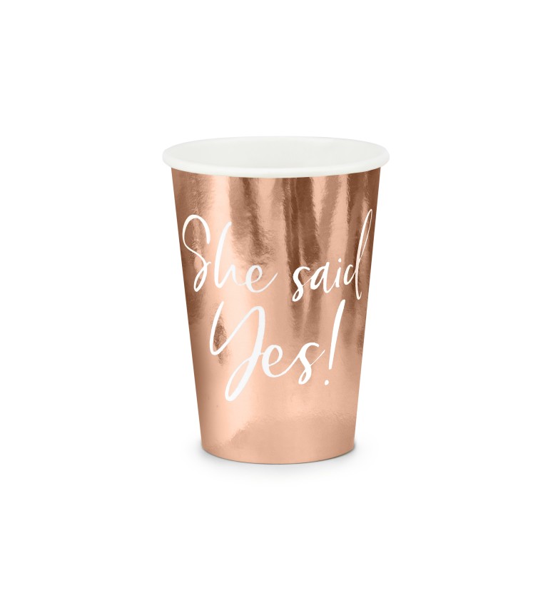 Svadobné kelímky She said yes! - rose gold