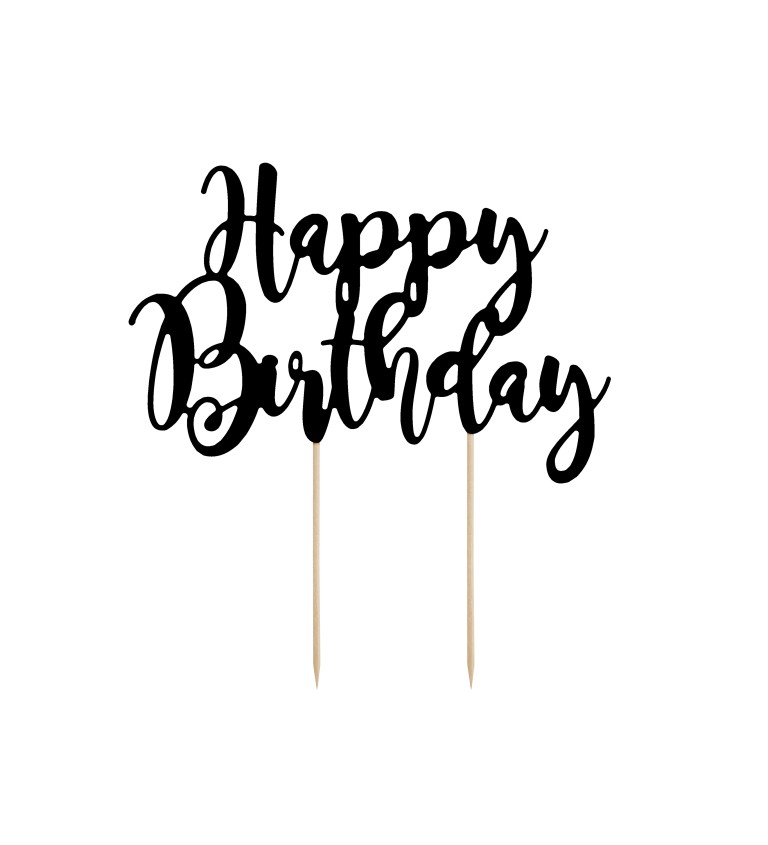 Čierne zapichovátko Happy Birthday