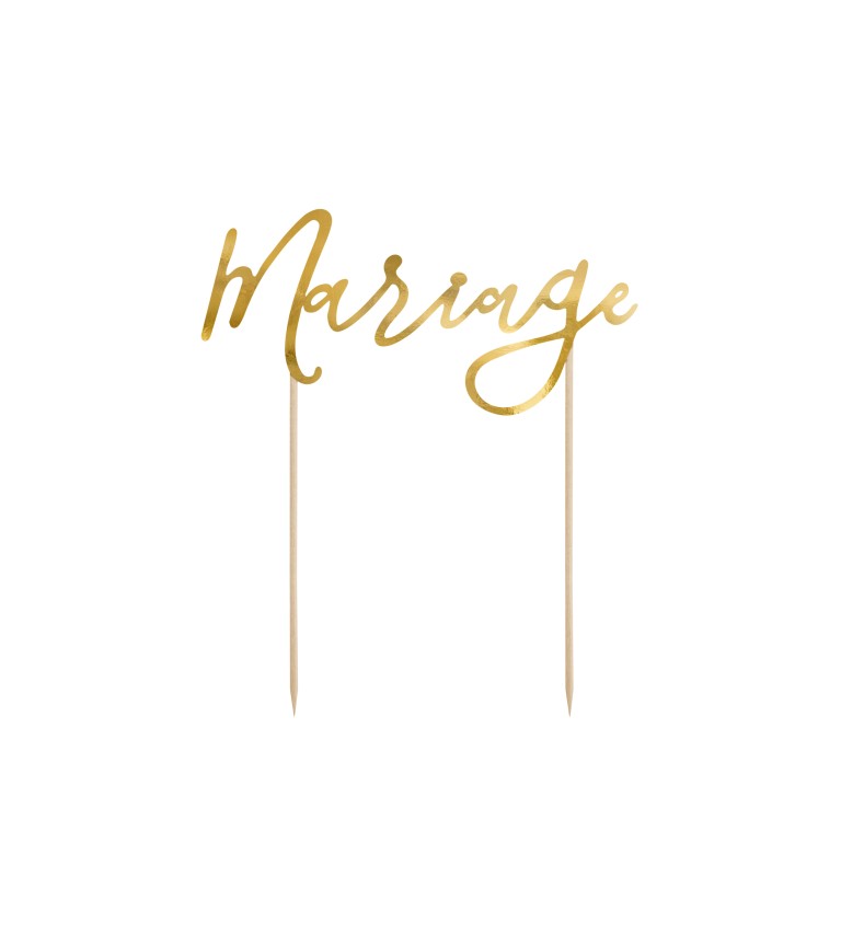 Zlatý nápis Mariage - svadobné tandlíky na tortu