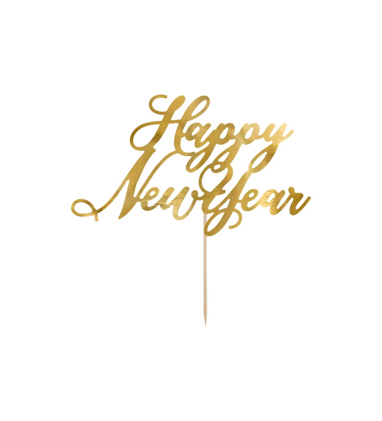 Zlatý tortový zápich Happy New Year