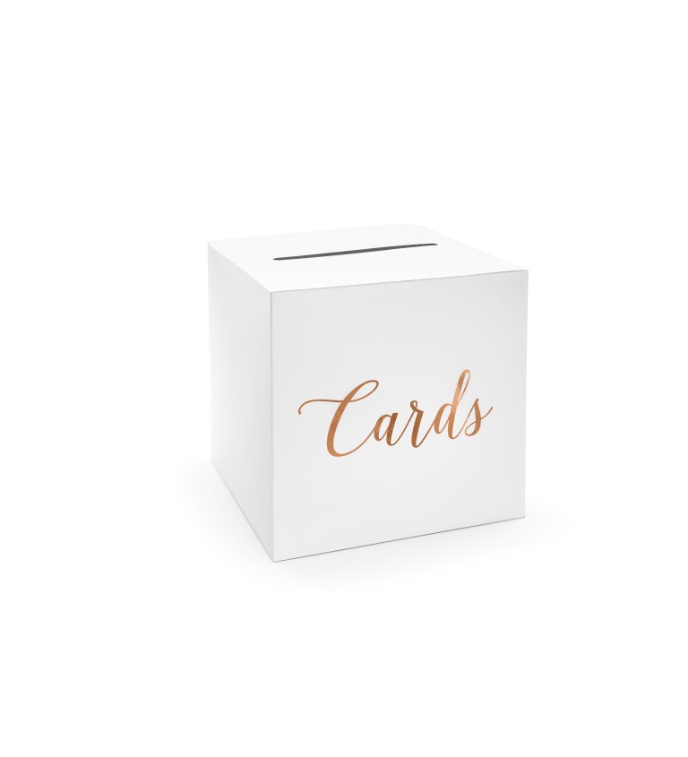 Biela krabica na svadobné priania - Cards