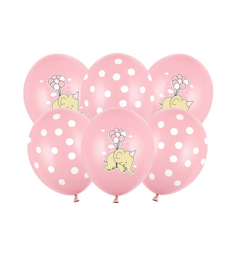 Latexová sada strong pastelovo ružová s bodkami 30 cm 6 ks