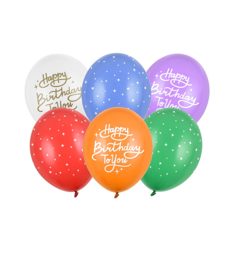 Latexová sada strong pastelová mix Happy Birthday mix 6 ks