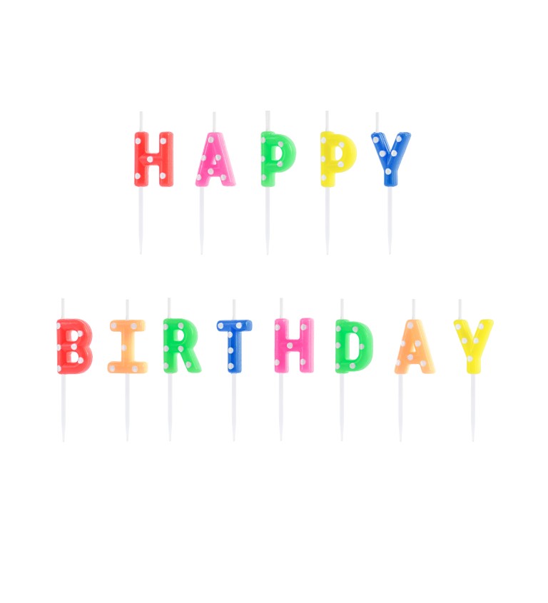 Sviečky Happy Birthday - farebné