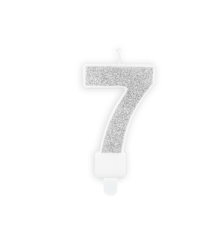 Trblietavo strieborná sviečka číslo 7