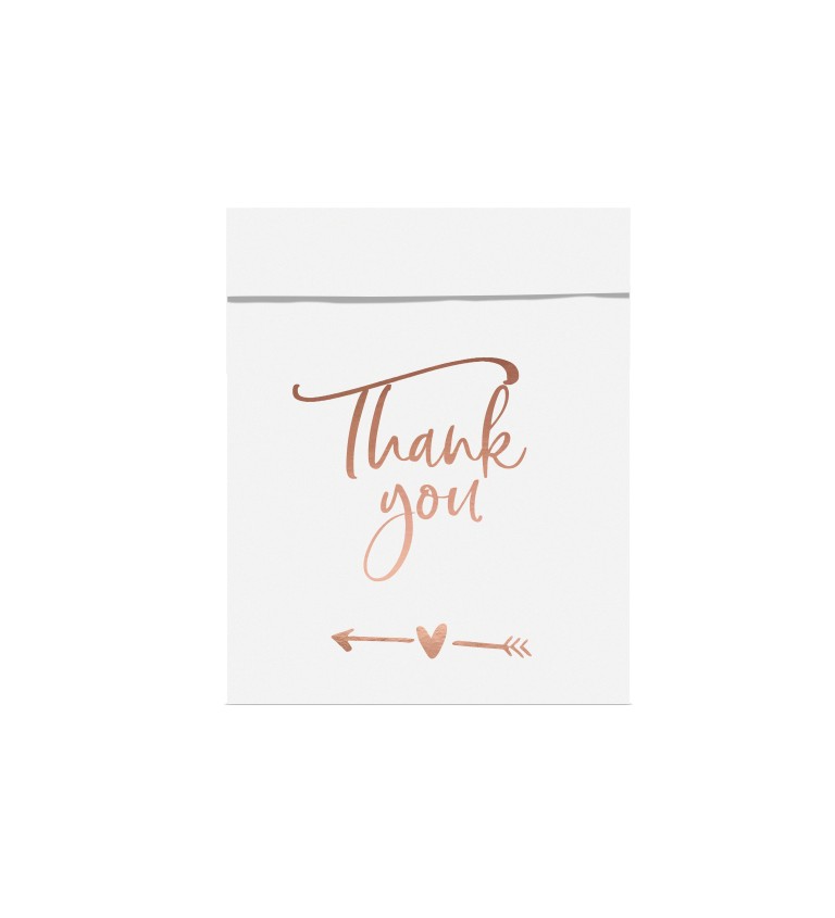 Papierové svadobné tašky Thank you - biele