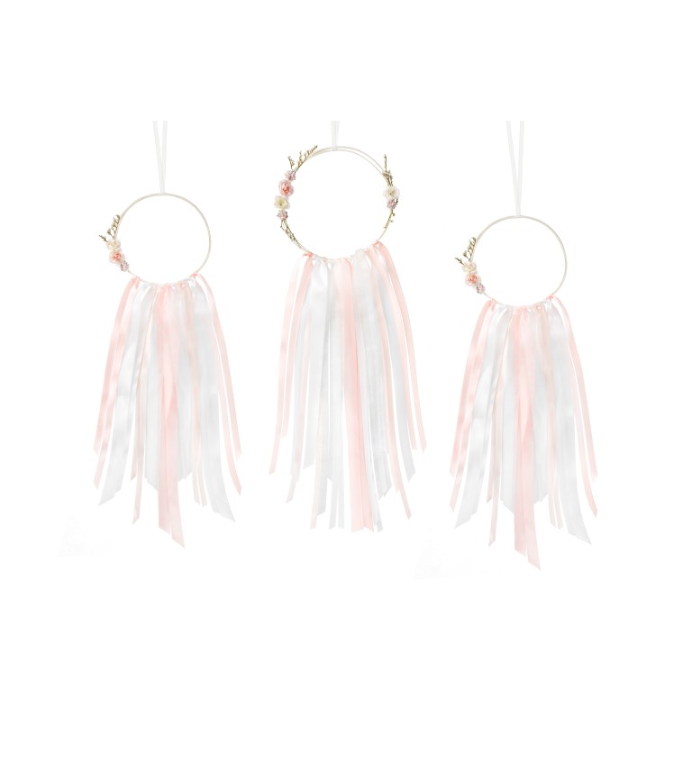 Svetloružová dekorácia - Dream catcher