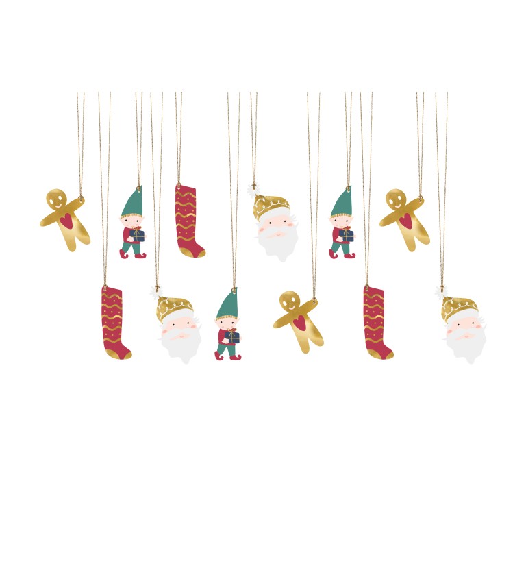 Visačky na darčeky - Santa mix