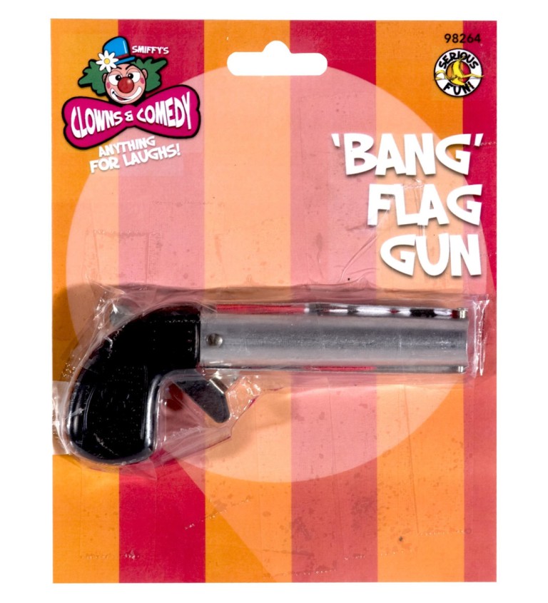 Pistolka s malou vlajočkou "BANG"