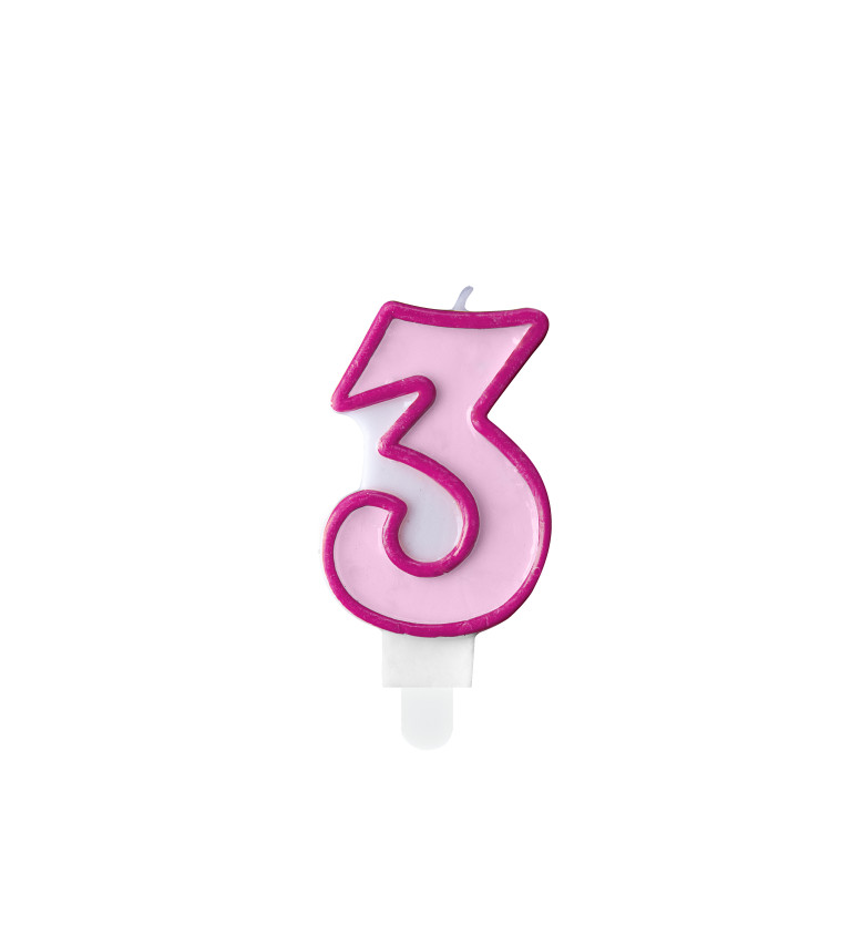 Sviečka číslo 3 - ružová