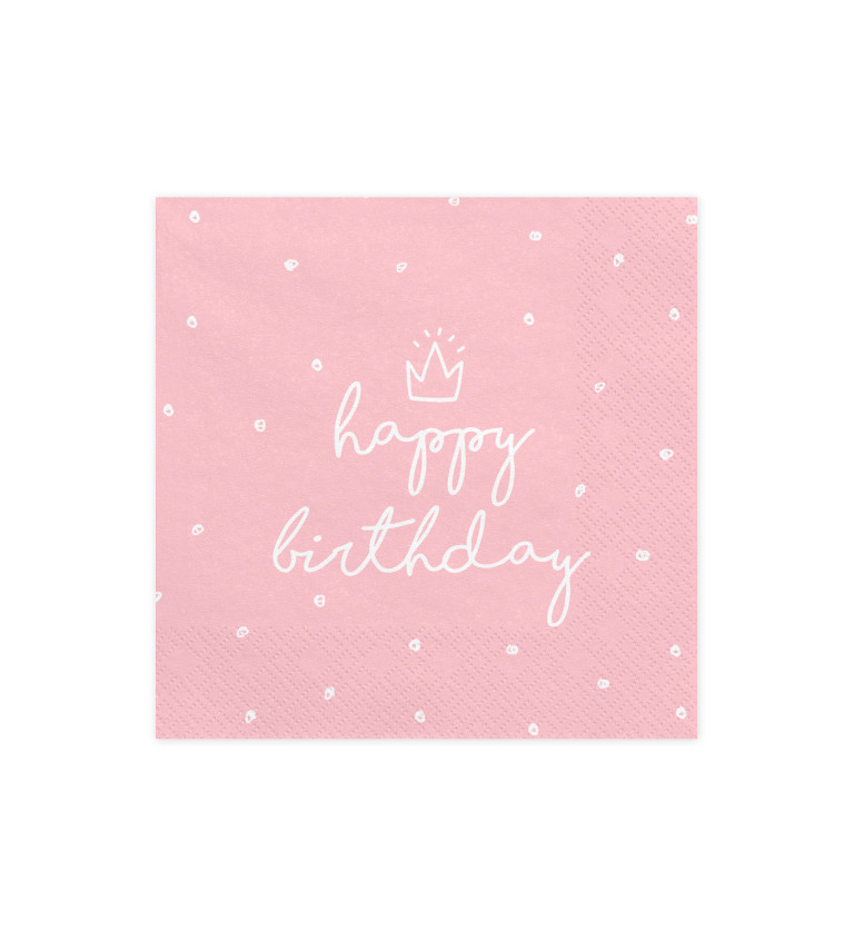 Ružové servítky happy birthday