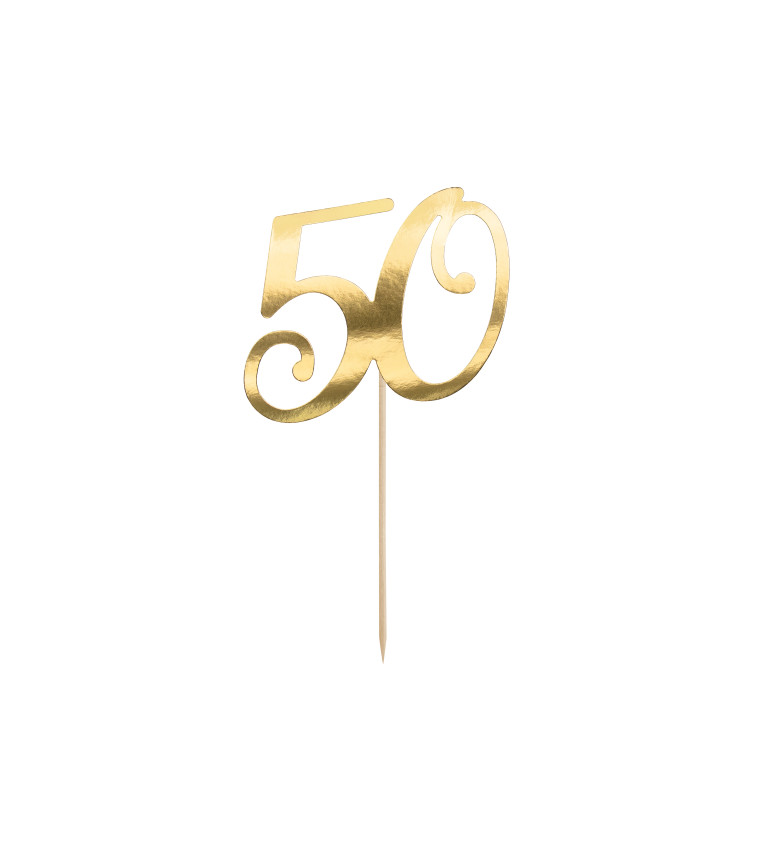 Zápich na tortu zlatý - 50