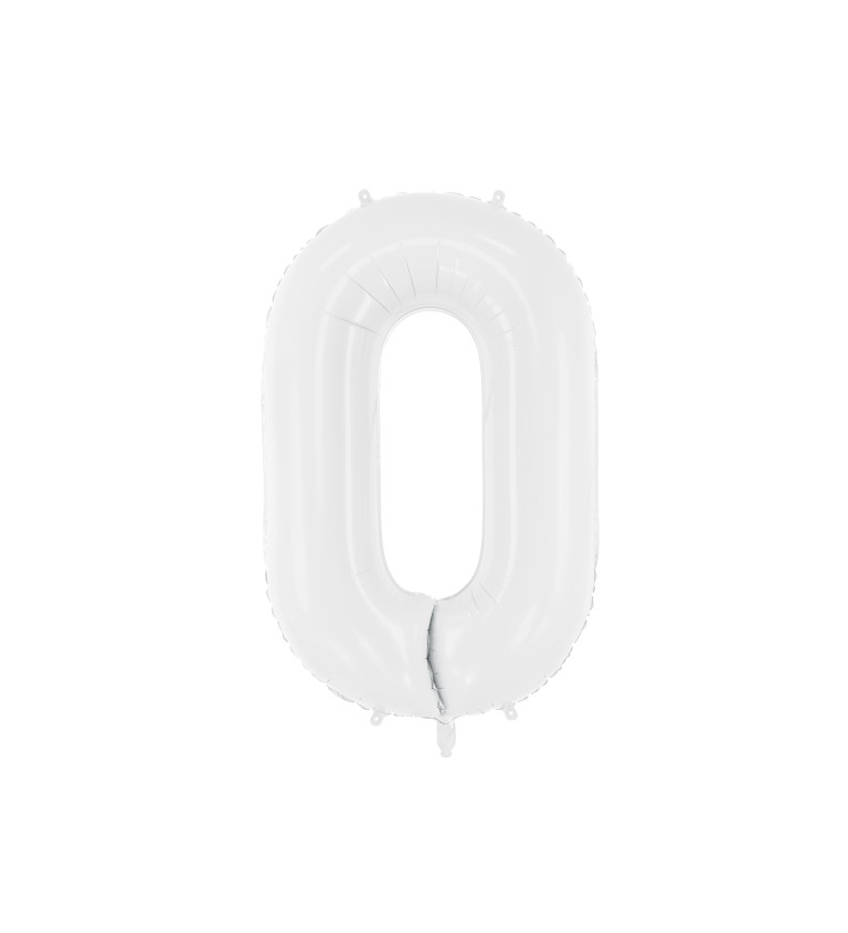 Fóliový balónik číslo 0, biela, 86cm