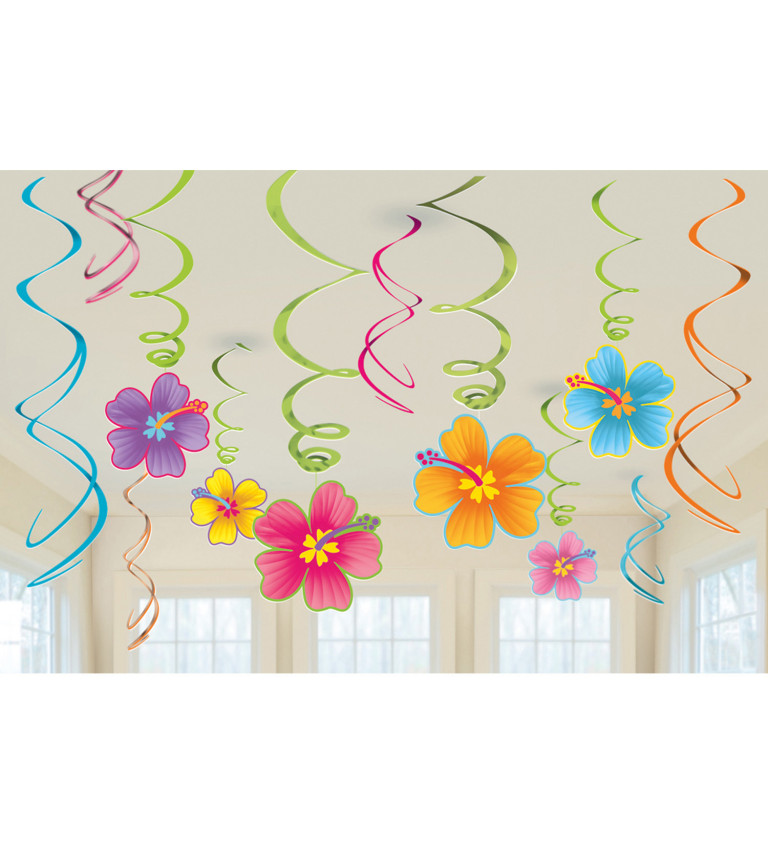 Dekoračné závesné špirály - kvetinky havaj