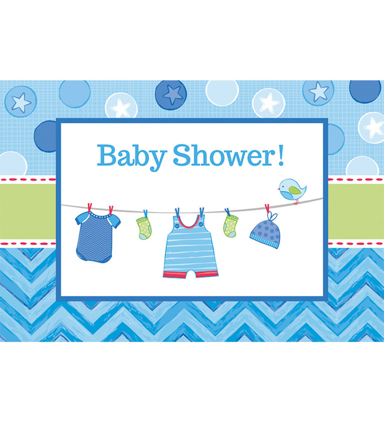 Pozvánky na baby shower - modré
