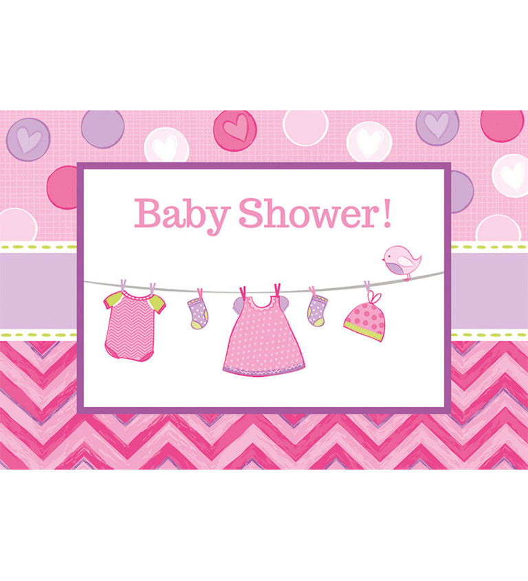 Pozvánky baby shower - ružové