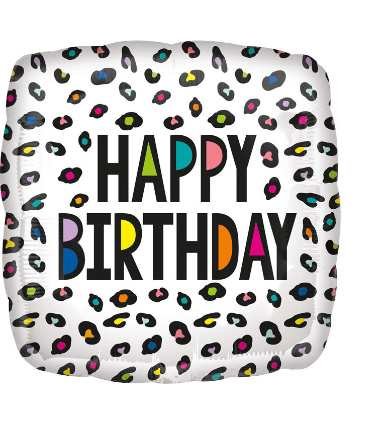 Fóliový balónik Happy Birthday biely