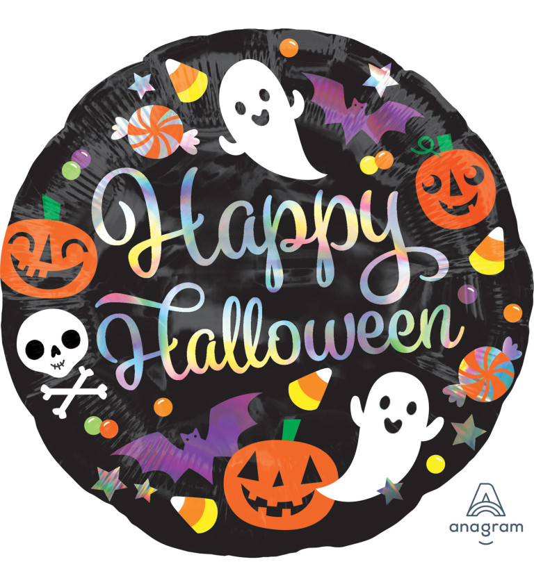 Fóliový balónek guľatý - Happy Halloween