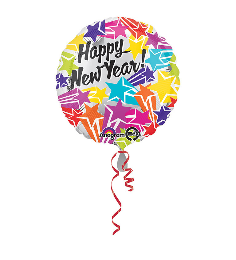 Fóliový balónik farebný - Happy New Year
