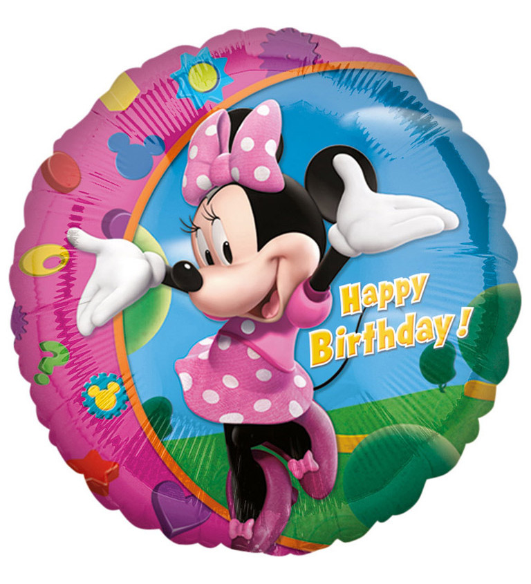 Okrúhly balónik Minnie Happy Birthday