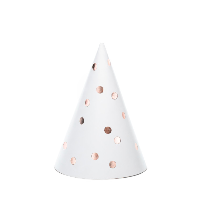Party čepičky - rose gold bodky