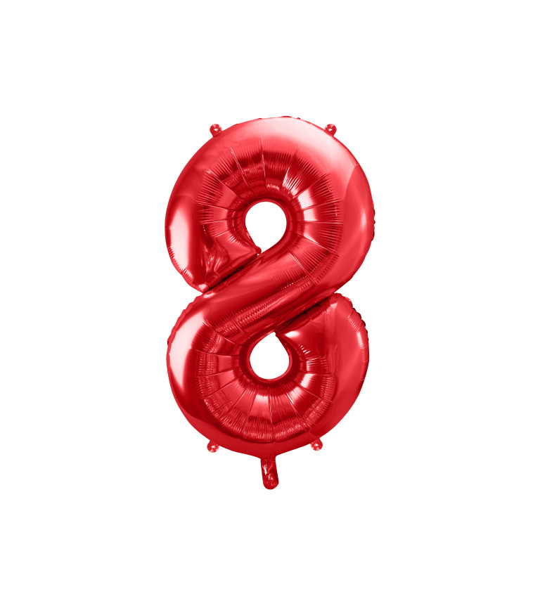 Fóliový balónik - číslo 8, červený