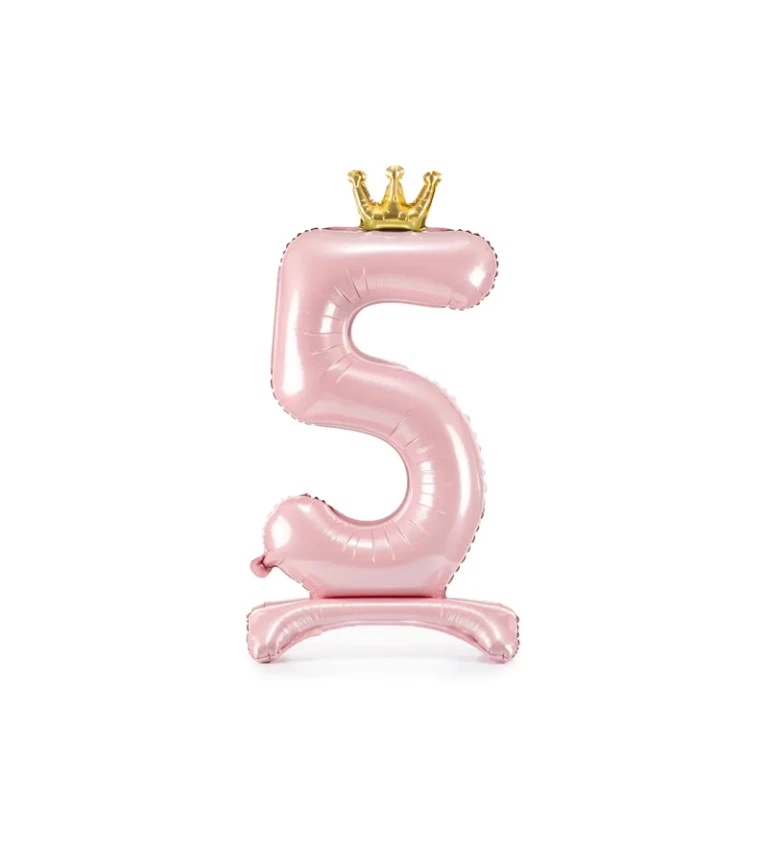 Balón so stojancom číslo 5 - svetlo ružový