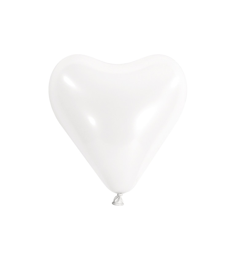 Biele latexové balóniky v tvare srdca 30 cm, balenie 50 ks