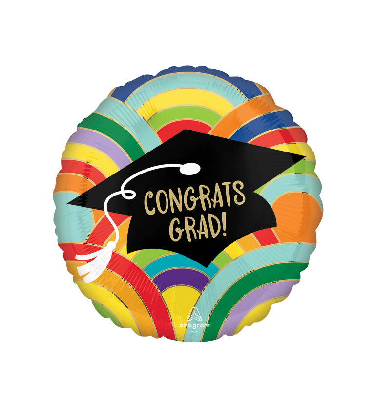 Fóliový balónik Farebný - congrats grad
