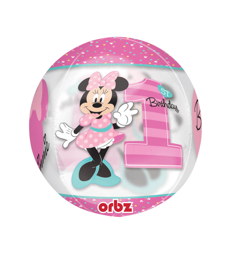 Fóliový balónik okrúhly Minnie 1 ružový