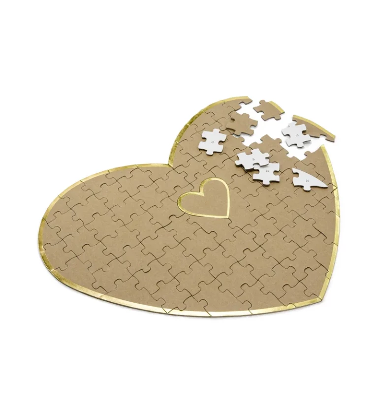 Puzzle kniha hostí - Srdce z kraftového papiera