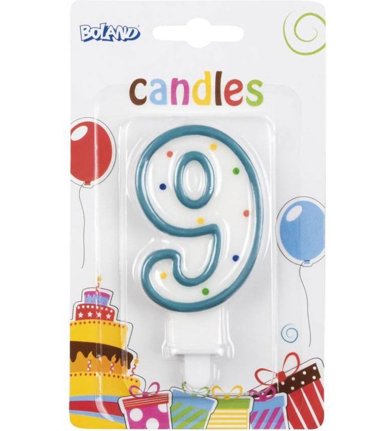 Sviečka číslo 9 modrá