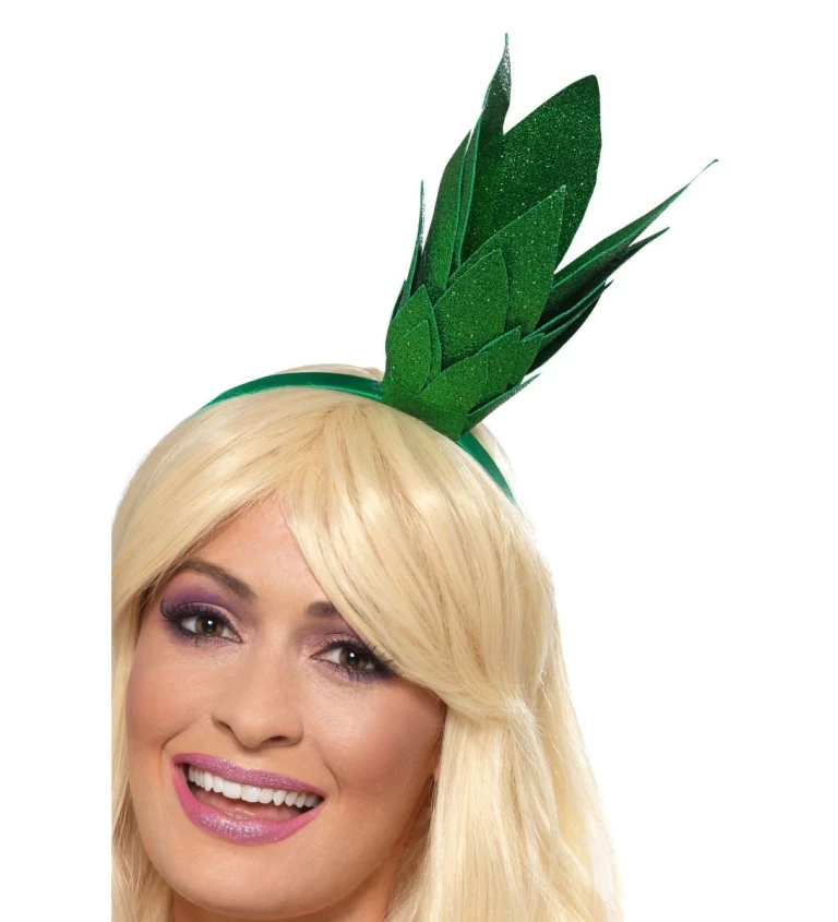 Zelená trblietavá ananásová čelenka