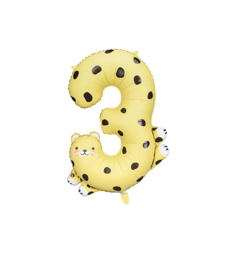 Fóliový balónik - číslica 3 - leopard