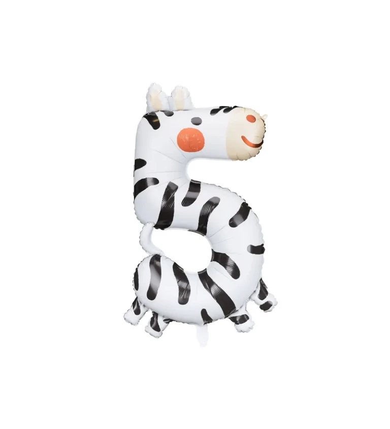 Fóliový balónik - číslo 5 - Zebra