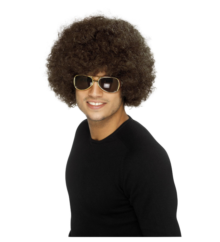 Pánska parochňa Afro - hnedá