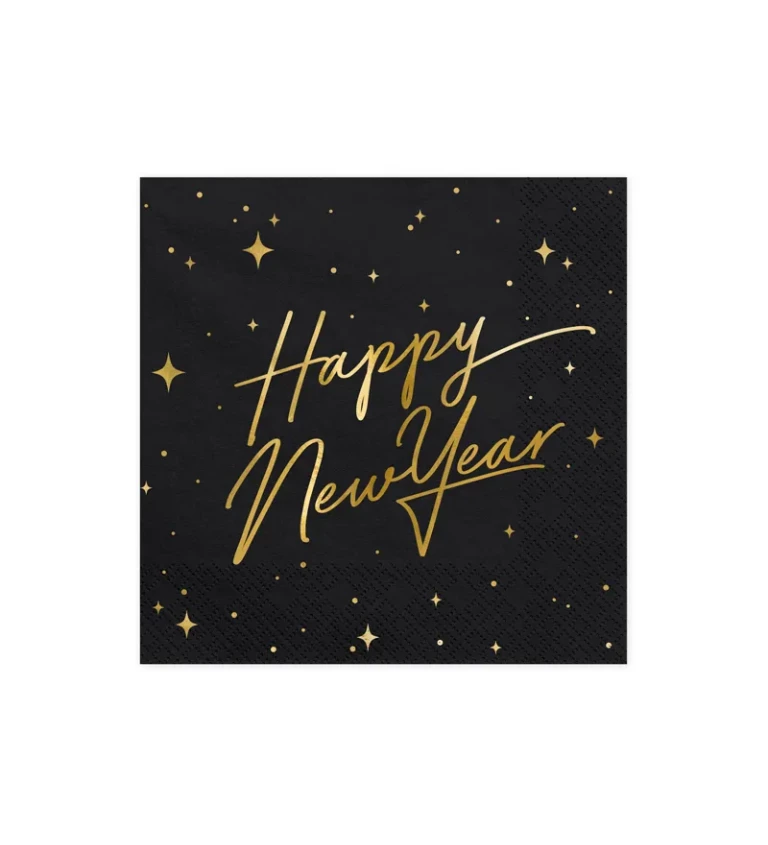 Obrúsky - čierne Happy New Year