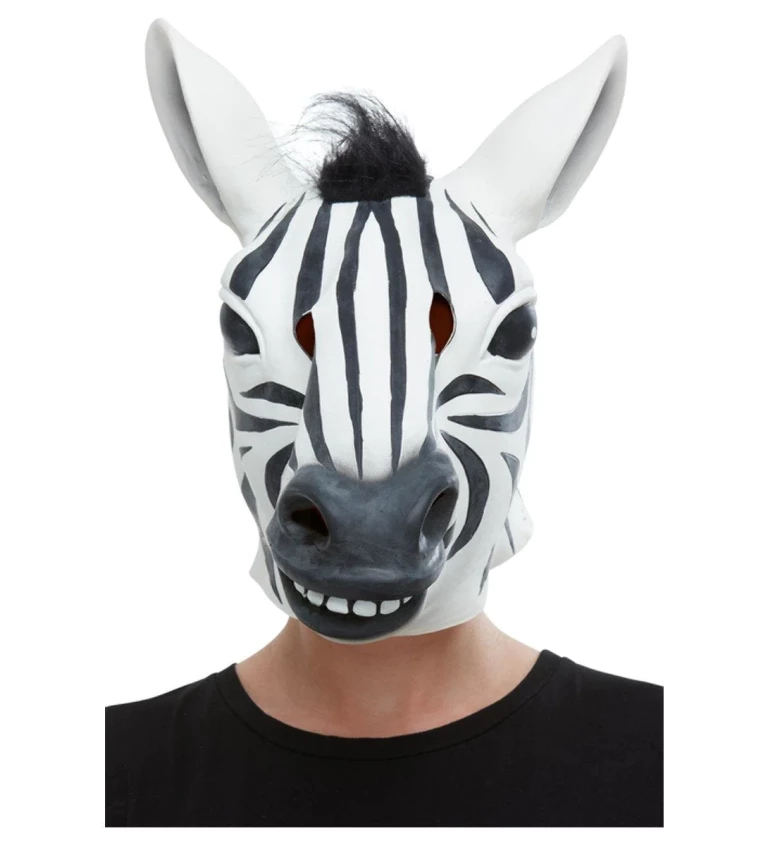 Latexová maska zebra - celohlavová