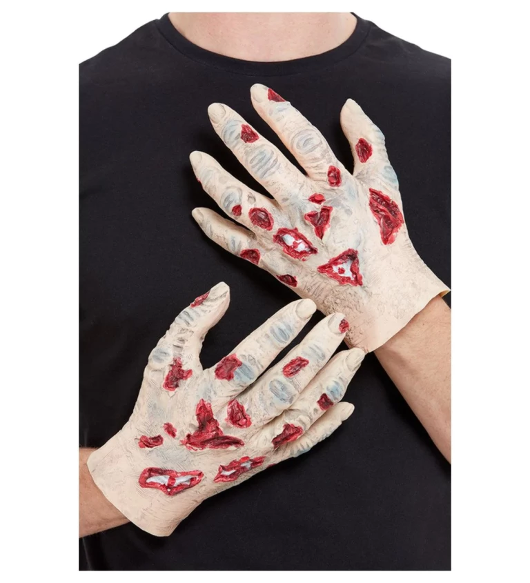 Krvavé zombie rukavice z latexu